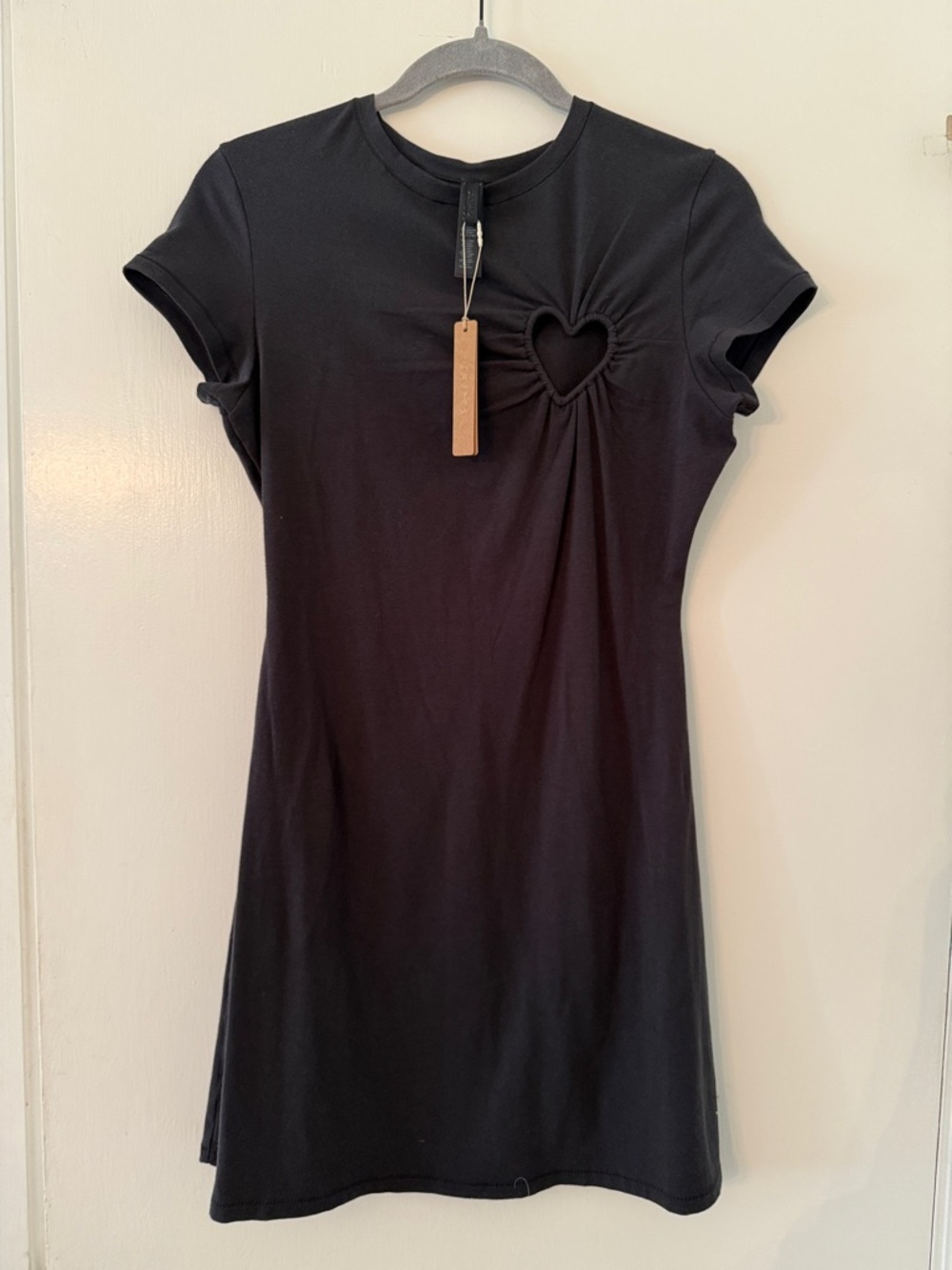 Skims Black Heart Cutout Tee Dress L